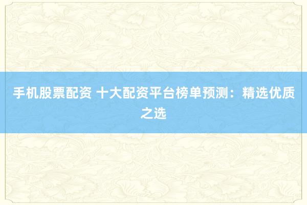 手机股票配资 十大配资平台榜单预测：精选优质之选