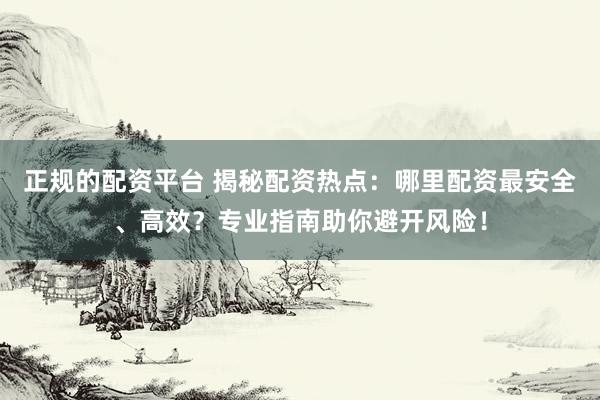 正规的配资平台 揭秘配资热点：哪里配资最安全、高效？专业指南助你避开风险！