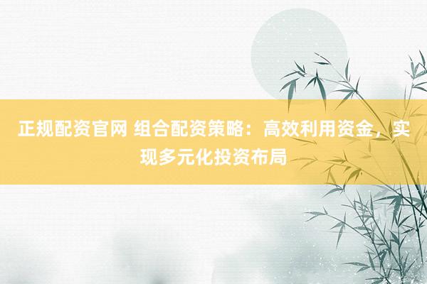 正规配资官网 组合配资策略：高效利用资金，实现多元化投资布局