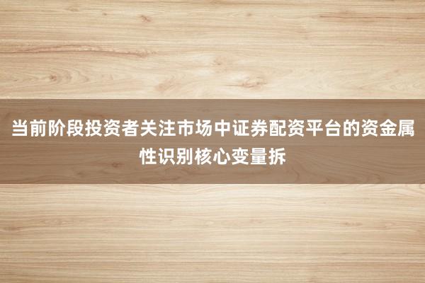 当前阶段投资者关注市场中证券配资平台的资金属性识别核心变量拆