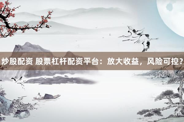 炒股配资 股票杠杆配资平台：放大收益，风险可控？