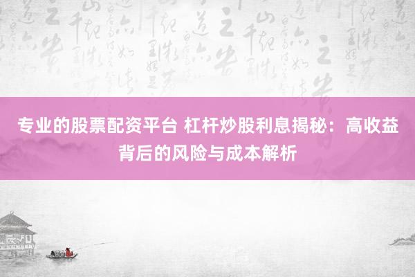 专业的股票配资平台 杠杆炒股利息揭秘：高收益背后的风险与成本解析