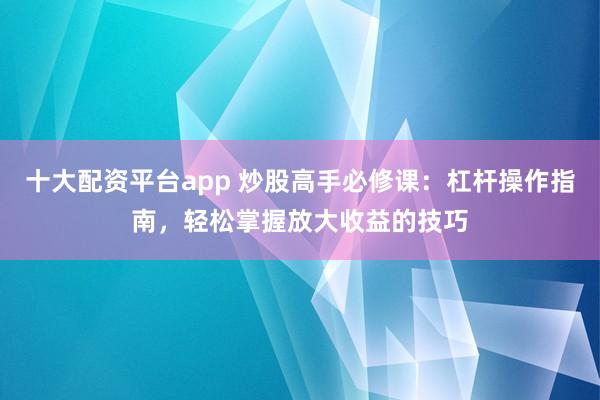 十大配资平台app 炒股高手必修课：杠杆操作指南，轻松掌握放大收益的技巧