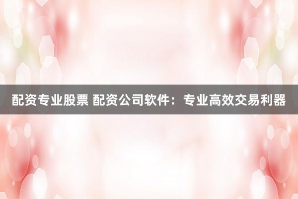 配资专业股票 配资公司软件：专业高效交易利器